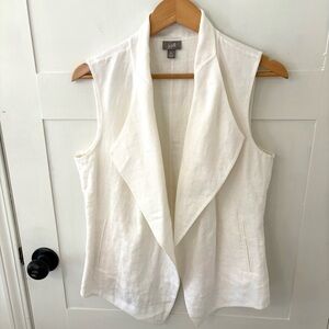 J. Jill Linen Open Vest White. Size Medium Petite.